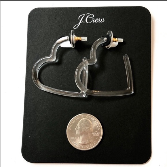 J.Crew✨New✨Heart Hoop Clear Acetate Earrings - Picture 5 of 8